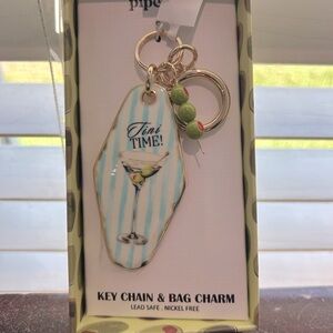 Piper Martini Key Chain with Gold and Green Accents